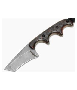 Alan Folts Custom Minimalist Tanto Red FatCarbon Tumbled CPM-154 EDC Fixed Blade Knife (2.02") - CU-5331 1