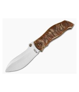 Alan Folts Custom Baleen Copper Core Brown Acrylic CPM-S35VN Hand Rubbed Liner Lock Folding Knife (3.38") - CU-5334 1