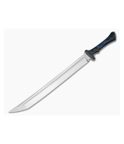 Alan Folts Custom Brush Sword Blue and Black Marble G10 5160 Mirror Polished Tanto Short Sword (13.88") - CU-5335 1