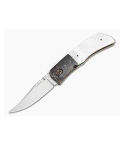 Aaron Frederick Mother of Pearl Damascus Bolster Titanium Liner Lock Custom Folding Knife (3.00") - CU-5336 1