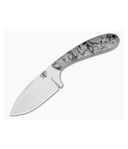 Aaron Frederick Black Silver Swirl Composite Drop Point Custom Fixed Knife (2.75") - CU-5341 1
