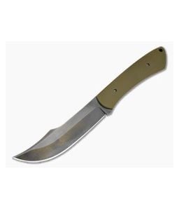 Aaron Frederick Green G10 1084 Forced Patina Scimitar Custom Fixed Blade Knife (4.62") - CU-5344 1