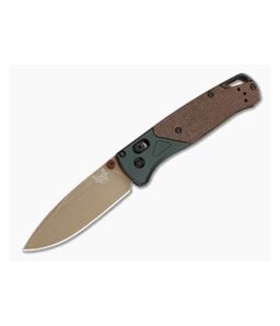 Benchmade 535FE-2602 Bugout Taiga Green Aluminum Brown Canvas Micarta S90V FDE Battlewash Folding Knife (3.24" Blade) - BM-535FE-2602 1
