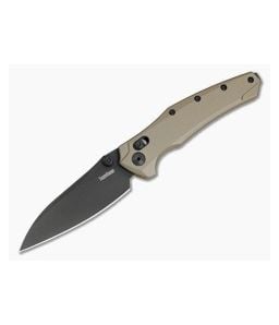 Kershaw Bareknuckle DuraLock Flat Dark Earth Aluminum MagnaCut Black PVD Folding Knife (3.50" Blade) 6777FDEBLK - KS-6777FDEBLK 1