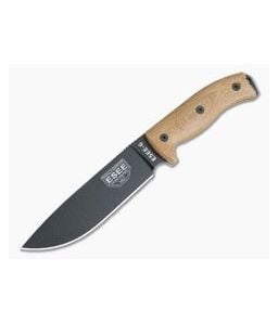 ESEE 6 Black Blade 3D Natural Canvas Micarta Handles Fixed Blade 6PB-011 - ESEE-6PB-011 1