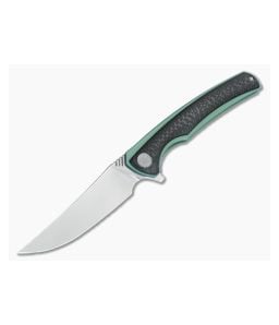 WE Knife Co 704CF-C Flipper Green Ti Rubbed Satin M390 - WE-704CF-C 1