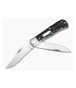 Great Eastern Cutlery Northfield UN-X-LD #72 French Creek Trapper Continental Blue India Jigged Bone 1095 Carbon Steel Two-Blade Pocket Knife (3.87" Closed) 728226 - GEC-728226-CBIJB 1