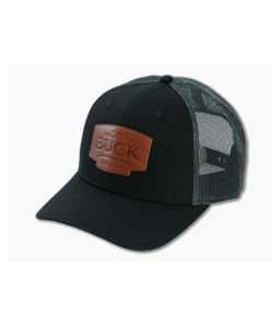 Buck Knives Leather Patch Black Mesh Snapback Hat - BU-89184 1
