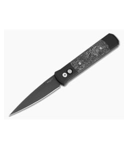 Protech Godfather Black Aluminum TechnoCarbo Black Carbon Fiber 154CM Black DLC Automatic Knife (4.00" Blade) 905-LTD TC Black - PT-905-LTD-TC-BLACK 1