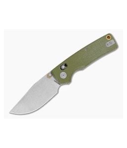 Vosteed Porcupine ModSwap Green Micarta Crossbar Lock 154CM Stonewash Folding Knife (3.08") - VSD-A3104 1
