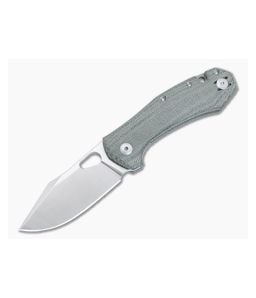 GiantMouse ACE Atelier "Mini Grand" Green Canvas Micarta Handle Satin Elmax Folder - GM-ATELIER-GRN-CANVAS 1