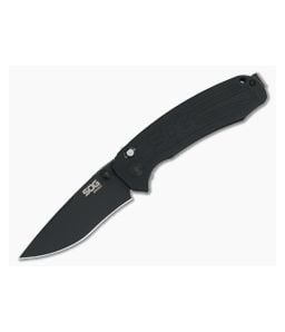 SOG Banner Black Cerakote Plain S35VN Aluminum USA Assisted Button Lock Folder BA1001-BX - SOG-BA1001-BX 1