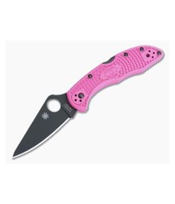 Spyderco Delica 4 FFG Plain Black S30V Pink FRN Folder C11FPPNS30VBK - SP-C11FPPNS30VBK 1