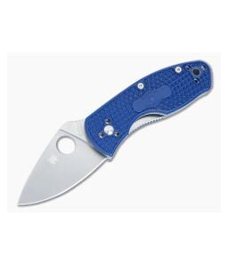 Spyderco Ambitious Lightweight Liner Lock Folder Blue FRN Handles Plain Edge S35VN Leaf Blade C148PBL - SP-C148PBL 1