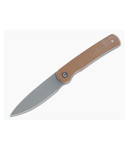 CIVIVI Stylum Brown Canvas Micarta Detent Slip Joint Front Flipper C20010B-A - CV-C20010B-A 1