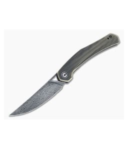 CIVIVI Lazar Isham Black Hand Rubbed Damascus Brass Front Flipper C20013-DS2 - CV-C20013-DS2 1