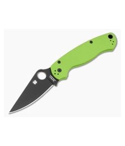 Spyderco Para Military 2 Neon Green G10 Black CPM-20CV Folding Knife (3.45") Pre-Owned C81GPNGRBK2 - SP-C81GPNGRBK2 1