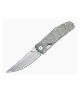 GiantMouse ACE Clyde Stonewashed Elmax Green Micarta & Brass Folder - GM-CLYDE-GRN-MICARTA-BRASS 1