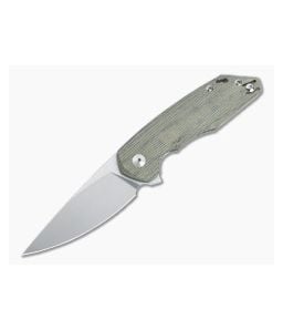 GiantMouse ACE Corta Stonewashed M390 Green Canvas Micarta Liner Lock Flipper - GM-CORTA-GRN 1