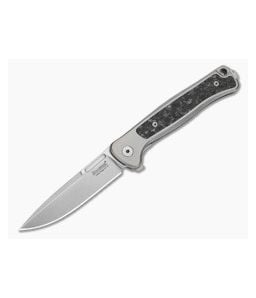 LionSteel Emmet Grey Titanium Carbon Fiber Magnacut Stonewashed Drop Point Folding Knife (2.83") EM01 GY - LS-EM01-GY 1