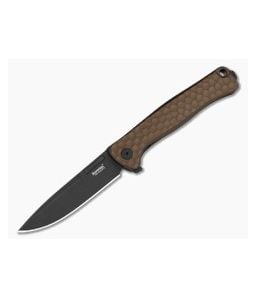 LionSteel Emmet Earth Brown Aluminum Magnacut Black PVD Drop Point Folding Knife (2.83") EM01A EB - LS-EM01A-EB 1