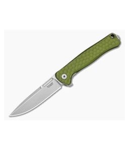 LionSteel Emmet Green Aluminum Magnacut Stonewashed Drop Point Folding Knife (2.83") EM01A GS - LS-EM01A-GS 1