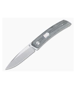 Jared Oeser F22 KICKSTOP Flipper Satin Shield Black Canvas Micarta Folding Knife - JO-F22-KF-KM1 1