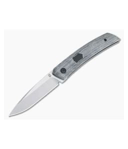 Jared Oeser F22 KICKSTOP Flipper Black Shield Black Canvas Micarta Folding Knife - JO-F22-KF-KM2 1