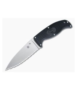Spyderco Enuff 2 Fixed Blade Black FRN Satin Serrated VG10 Leaf Shape Blade FB31SBK2 - SP-FB31SBK2 1