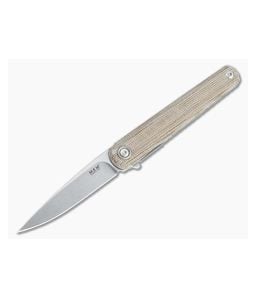 MKM x Zieba Flame Light Flipper Drop Point Stonewashed M390 Natural Micarta Folder FL01L-NC - MKM-FL01L-NC 1