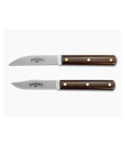Great Eastern Cutlery Bunkhouse Brand Paring and Slicing Knife Set Brown Burlap Micarta 1095 Carbon Steel - GEC-K31K32CAR-BBM 1