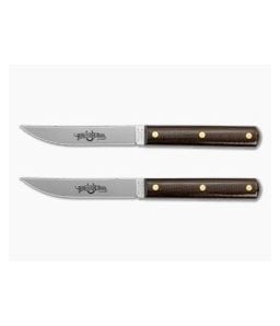 Great Eastern Cutlery Bunkhouse Brand Steak Knife Set Brown Burlap Micarta 1095 Carbon Steel (3.75" Blade) K33CAR - GEC-K33CAR-BBM 1