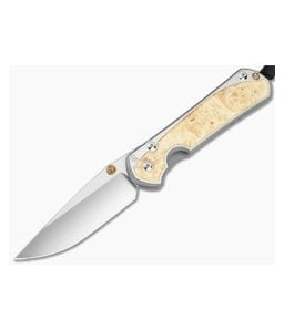 Chris Reeve Large Sebenza 31 Drop Point Box Elder Wood Polished Titanium MagnaCut Polished Folding Knife (3.61" Blade) L31-1628-004 - CRK-L31-1628-004 1