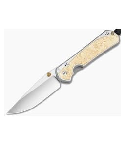 Chris Reeve Large Sebenza 31 Drop Point Box Elder Wood Polished Titanium MagnaCut Polished Folding Knife (3.61" Blade) L31-1628 - CRK-L31-1628 1