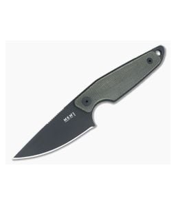 MKM Makro 1 Fixed Blade Green Canvas Micarta Handles Black M390 Drop Point MA01-GCB - MKM-MA01-GCB 1
