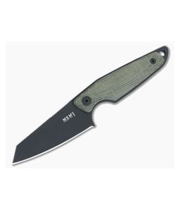 MKM Makro 2 Fixed Blade Green Canvas Micarta Handles Black M390 Sheepsfoot MA02-GCB - MKM-MA02-GCB 1