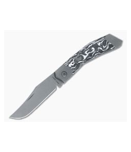 Jack Wolf Knives Mini Cyborg Jack White Marble Carbon Fiber - JWK-MINCY-01-MRBCF-WHT 1