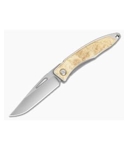 Chris Reeve Mnandi Box Elder Burl Wood Polished Titanium MagnaCut Frame Lock Knife (2.75" Blade) MNA-1008-030 - CRK-MNA-1008-030 1