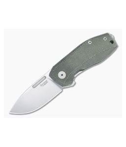 LionSteel Nano Frame Lock Flipper Green Canvas Micarta Handle Satin MagnaCut Drop Point NA01-CVG - LS-NA01-CVG 1