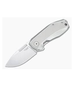 LionSteel Nano Frame Lock Flipper Grey Titanium Handle Satin MagnaCut Drop Point NA01-GY - LS-NA01-GY 1
