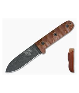 ESEE PR4 Tumbled Black Oxide Micarta Leather Sheath - ESEE-PR4-BO 1