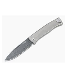LionSteel Thrill Stainless Damascus Gray Titanium H.WAYL Hidden Clip Integral Slip Joint Folder - LS-TL-D-GY 1
