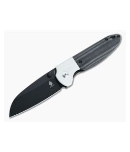 Kizer Vanguard Deviant Black M390 White Bolstered Black Micarta Liner Lock Folder V3575A2 - KC-V3575A2 1