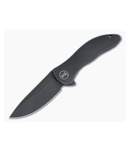 WE Knives Synergy2v2 Drop Point Flipper Black Stonewashed 20CV Integral Titanium Folder WE18046D-3 - WE-WE18046D-3 1