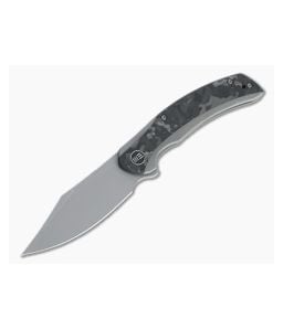 WE Knives Snick Gray Stonewashed 20CV Marbled Carbon Fiber Inlaid Nested Frame Lock Flipper WE19022F-2 - WE-WE19022F-2 1