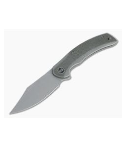 WE Knives Snick Gray Stonewashed 20CV Dark Green Micarta Inlaid Nested Frame Lock Flipper WE19022F-5 - WE-WE19022F-5 1