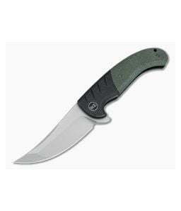 WE Knives x Ochs Curvaceous Blasted 20CV Green Micarta Black Titanium Flipper WE20012-2 - WE-WE20012-2 1