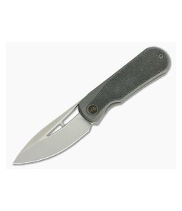 WE Knives x Hel Baloo Front Flipper Blasted 20CV Dark Green Micarta Gray Titanium Folder WE21033-4 - WE-WE21033-4 1