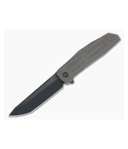 WE Knives Shadowfire Flipper Bronze Titanium Handle Black 20CV Compound Ground Blade WE22035-3 - WE-WE22035-3 1