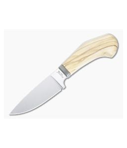 LionSteel Willy EDC Fixed Blade Olive Wood Handle Satin M390 Drop Point WL1-UL - LS-WL1-UL 1